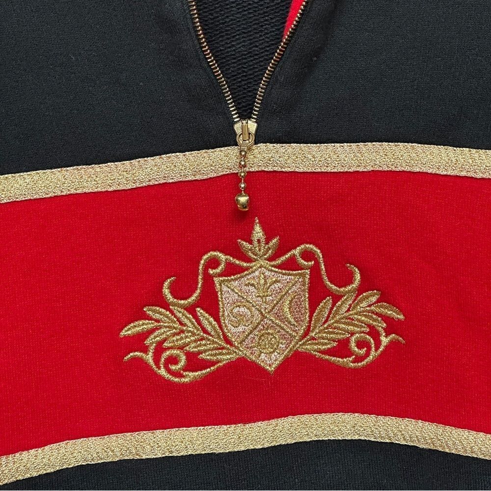 St. John Sport Striped Navy Red Gold Quarter Zip Pullover Sweater Sz P (Petite) - Picture 5 of 13